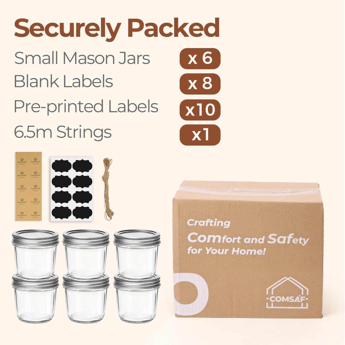 ComSaf six-pack with twine and labels adds instant gift-ready appeal.