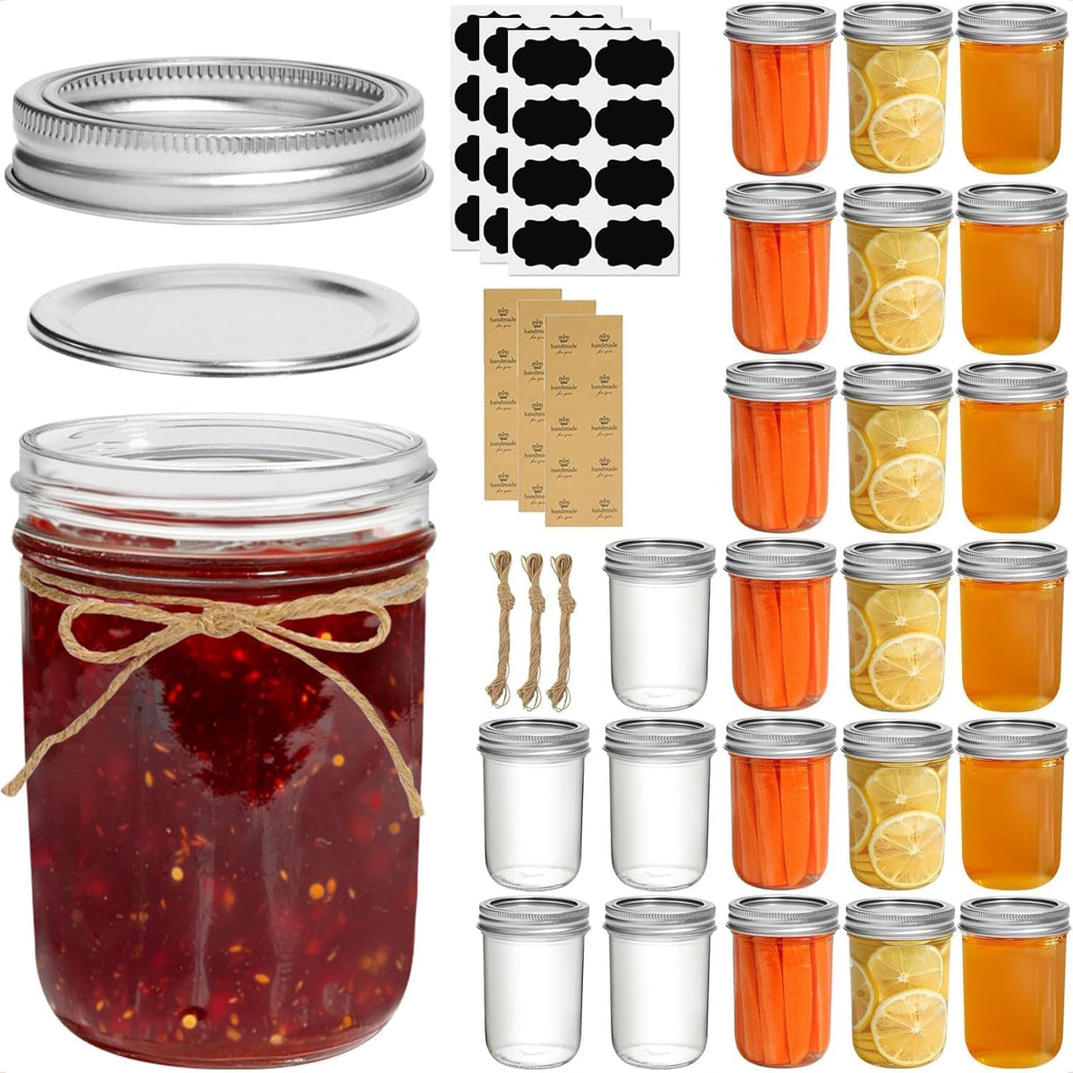 ComSaf small 8 oz mason jar bulk set for easy portioning and storage.