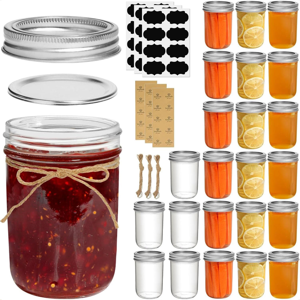 ComSaf small 8 oz mason jar bulk set for easy portioning and storage.