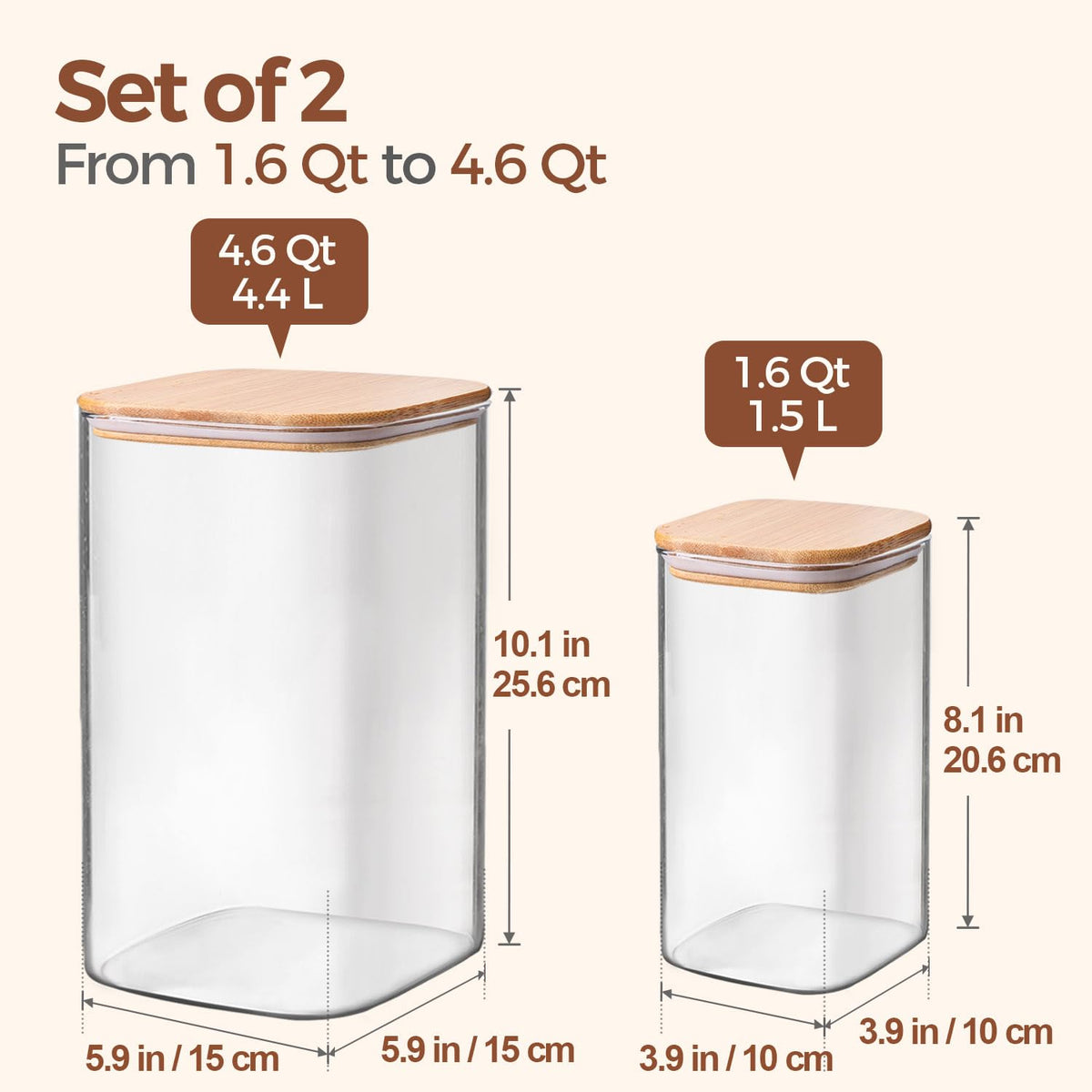 ComSaf small square glass jar keeps sugar fresh and organized.