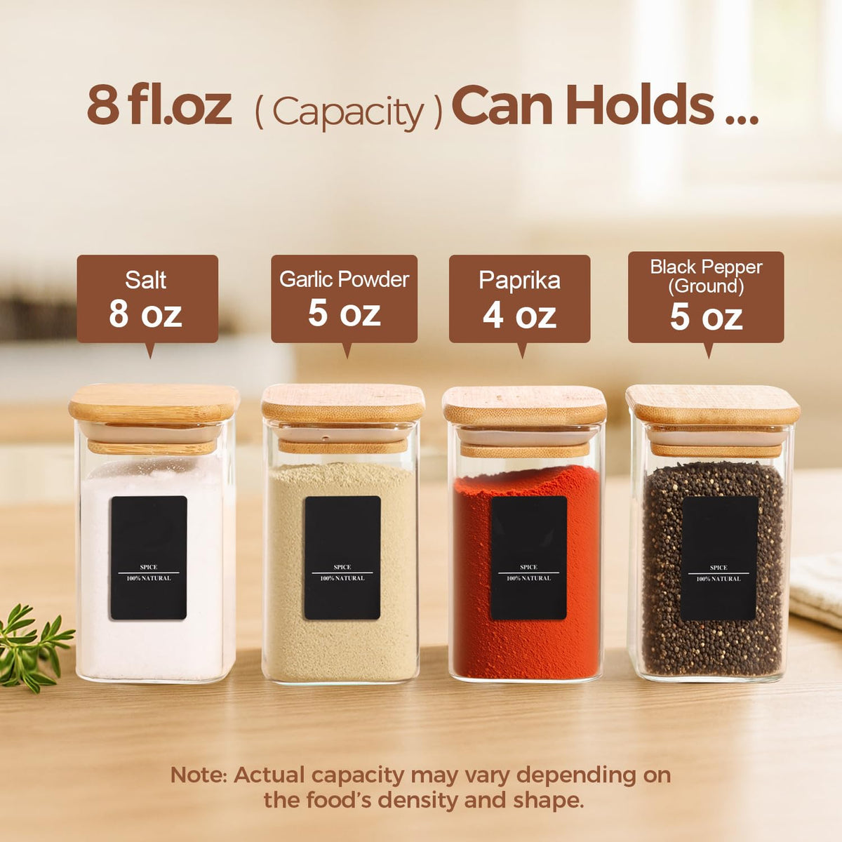 ComSaf bamboo lids seal in aroma to keep spices fresh.