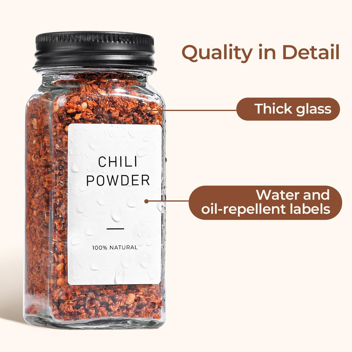ComSaf spice jars in a drawer for compact, tidy storage and quick seasoning.