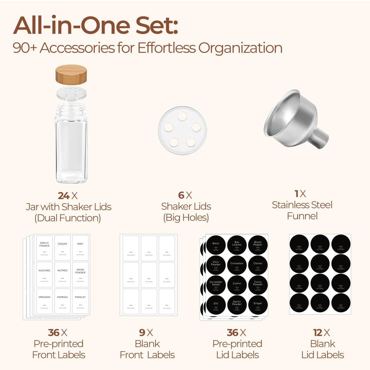 ComSaf six bonus shaker inserts enable smoother pouring.
