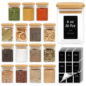 ComSaf spice jars with labels on a clean countertop for easy access