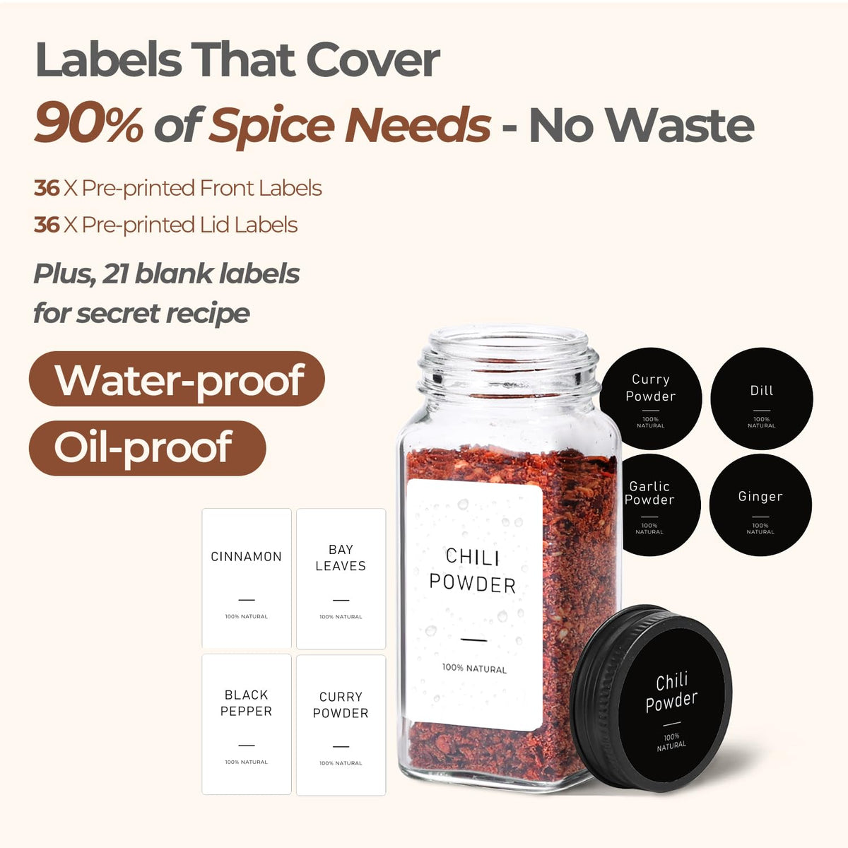 ComSaf spice jars with shaker lids for precise, mess-free seasoning