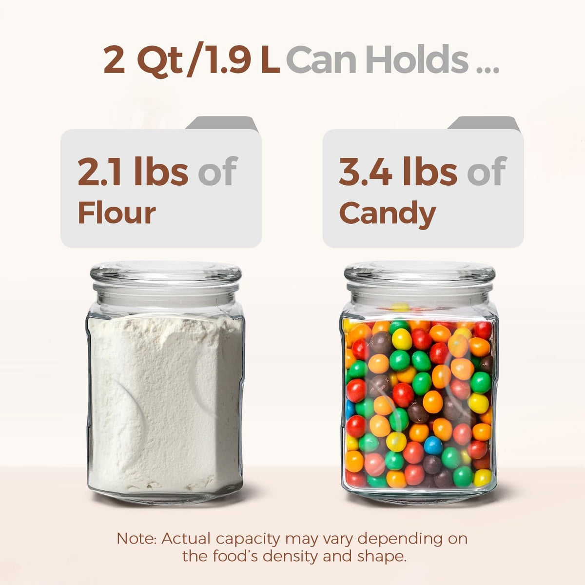 ComSaf square design saves cabinet space for pantry jars