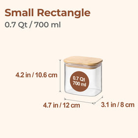 ComSaf square glass jar with bamboo lid offers airtight sealing for cookies and snacks.