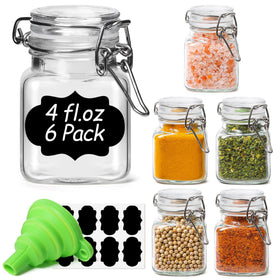ComSaf square glass spice jars with airtight lids for fresh, organized pantry storage.