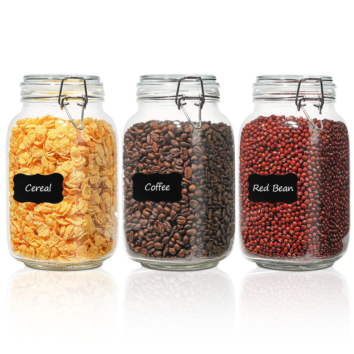 ComSaf square jar with airtight lid, 51oz capacity, ideal for compact pantry storage.