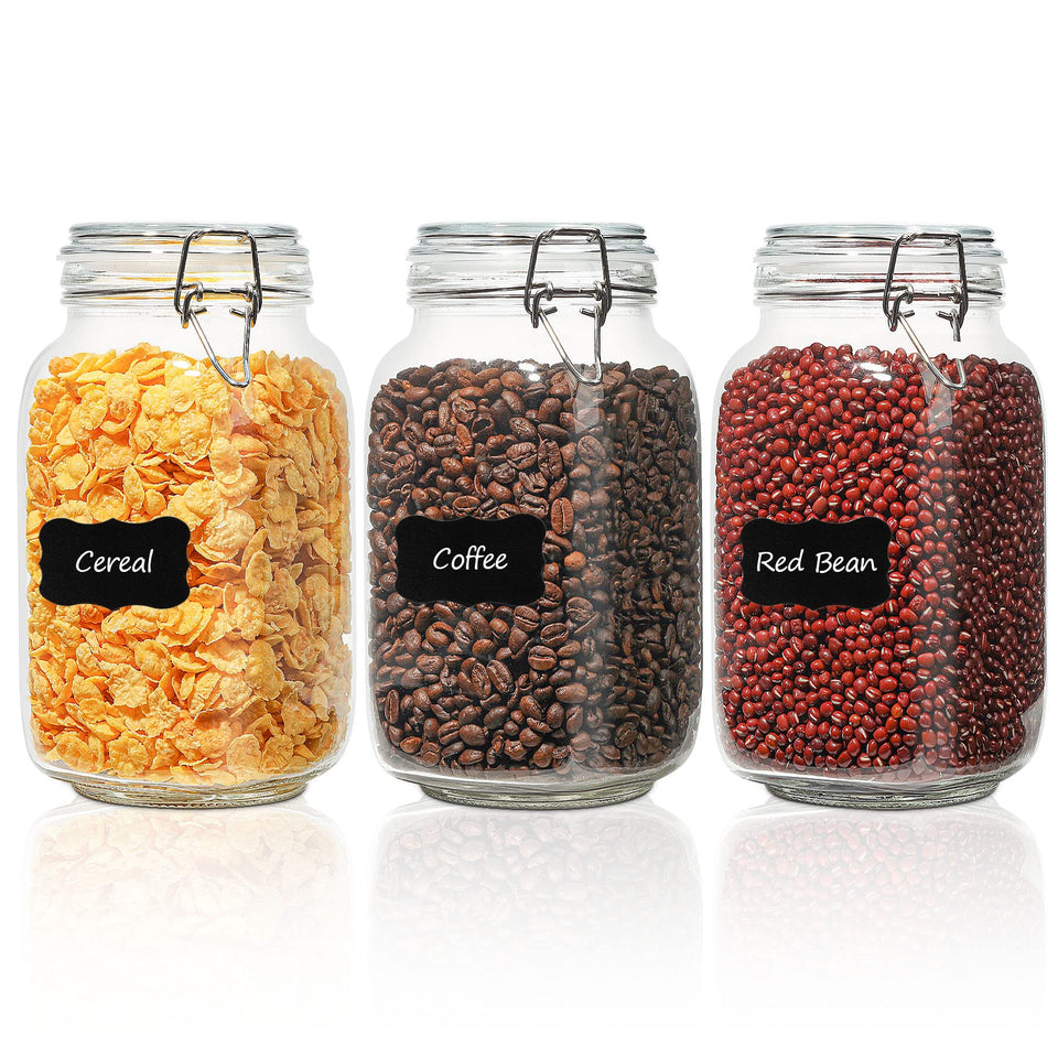 ComSaf square jar with airtight lid, 51oz capacity, ideal for compact pantry storage.