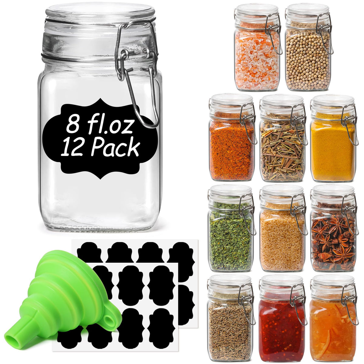 ComSaf square jar with airtight lid for organized 8oz storage.