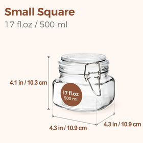 ComSaf 17oz square jar fits neatly in a wide mouth for overnight oats