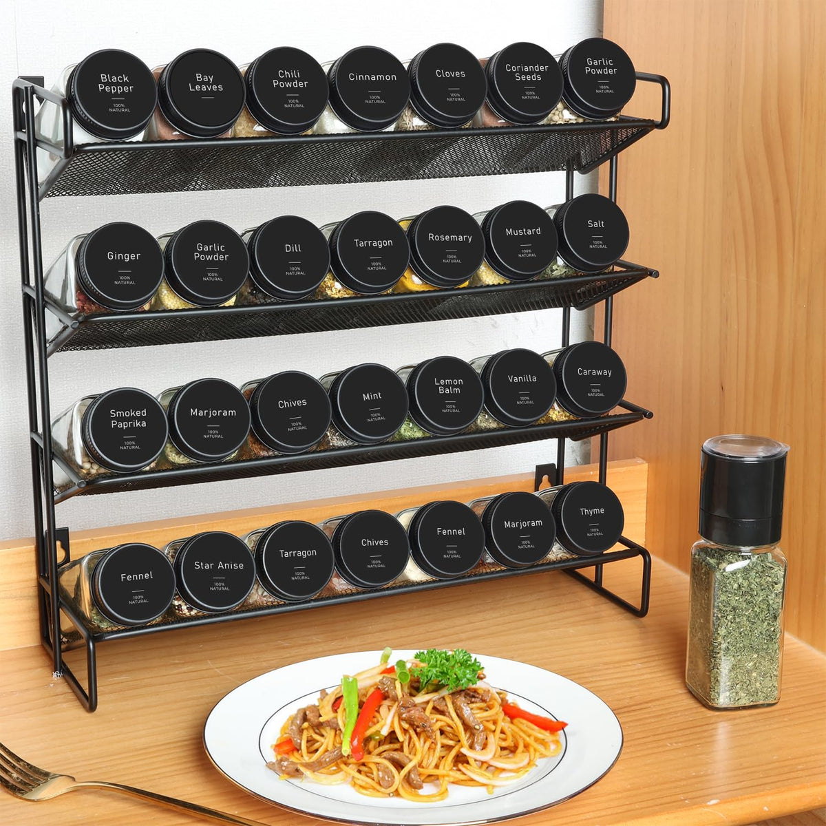 ComSaf square spice bottles fit neatly in drawers and shelves