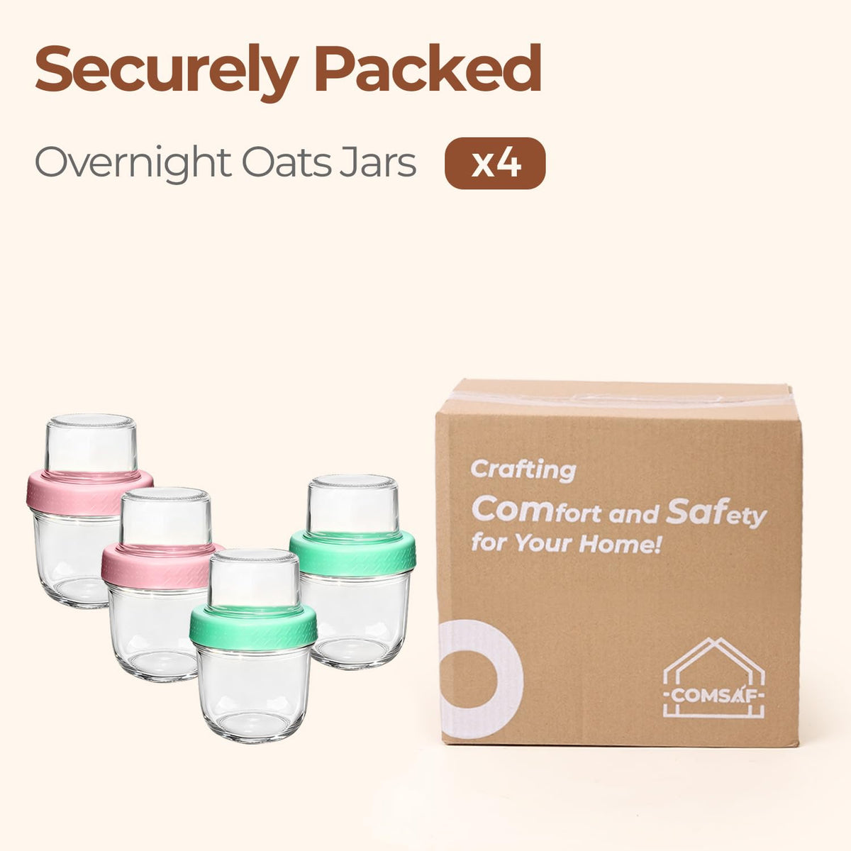 ComSaf versatile jars for snacks, chia pudding, or salads on the go.