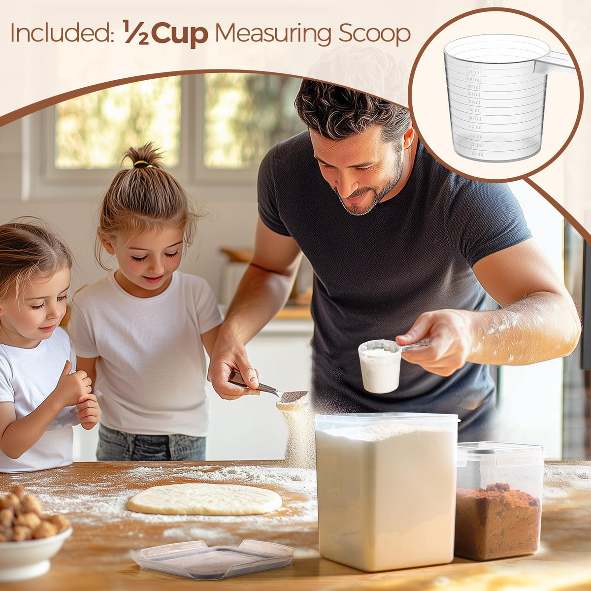 ComSaf airtight lids with side clips for strong freshness.