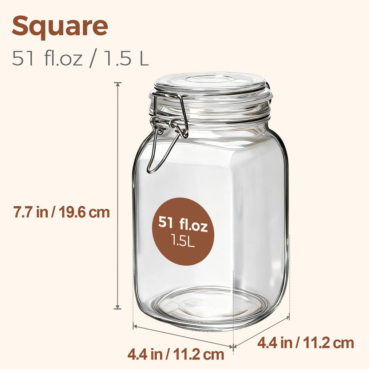 ComSaf square jar design sits flush, maximizing shelf space efficiently.