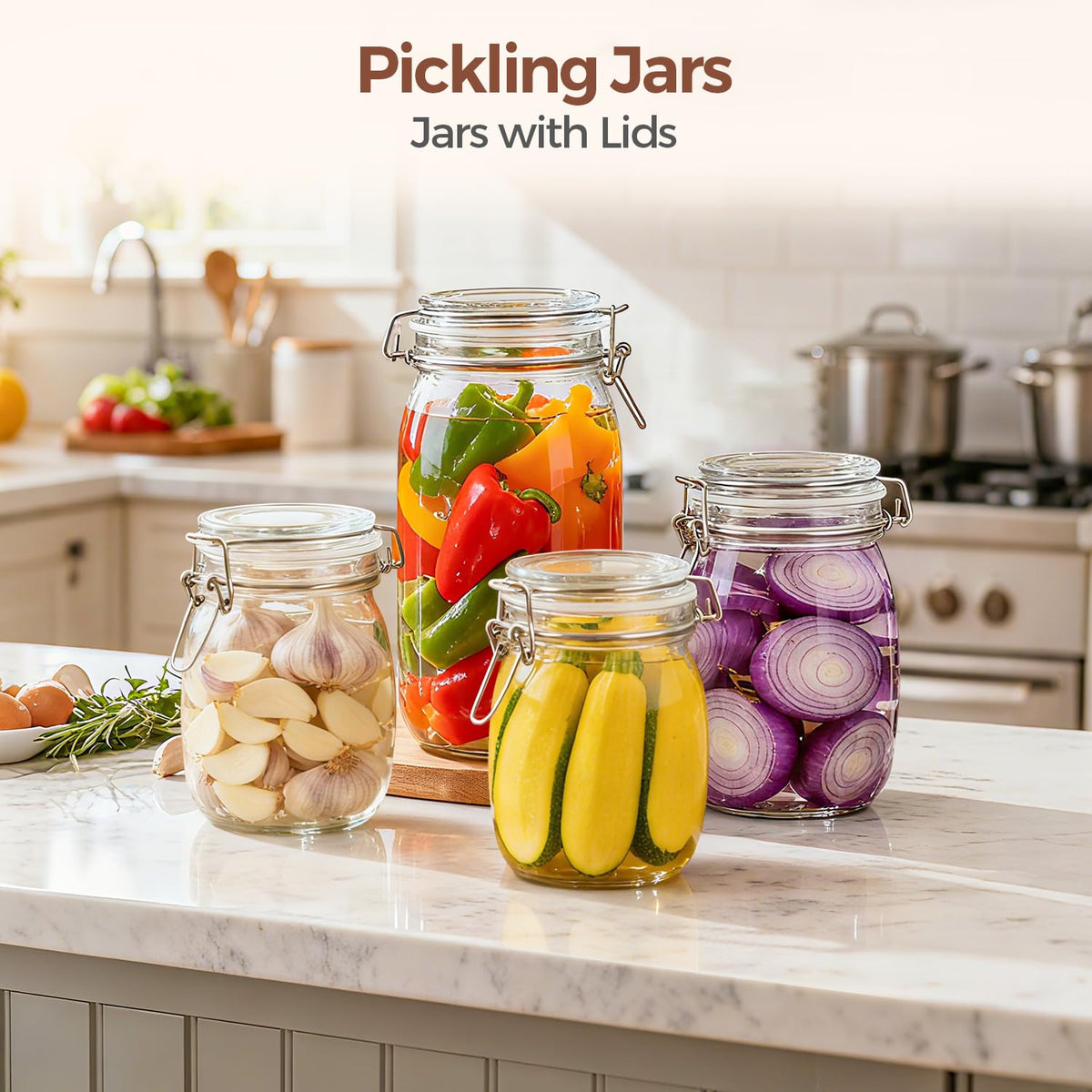 ComSaf sugar and flour storage jars help bulk pantry efficiency.