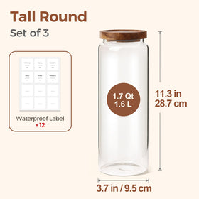 ComSaf tall glass jar shows spaghetti storage clearly for quick meal prep.