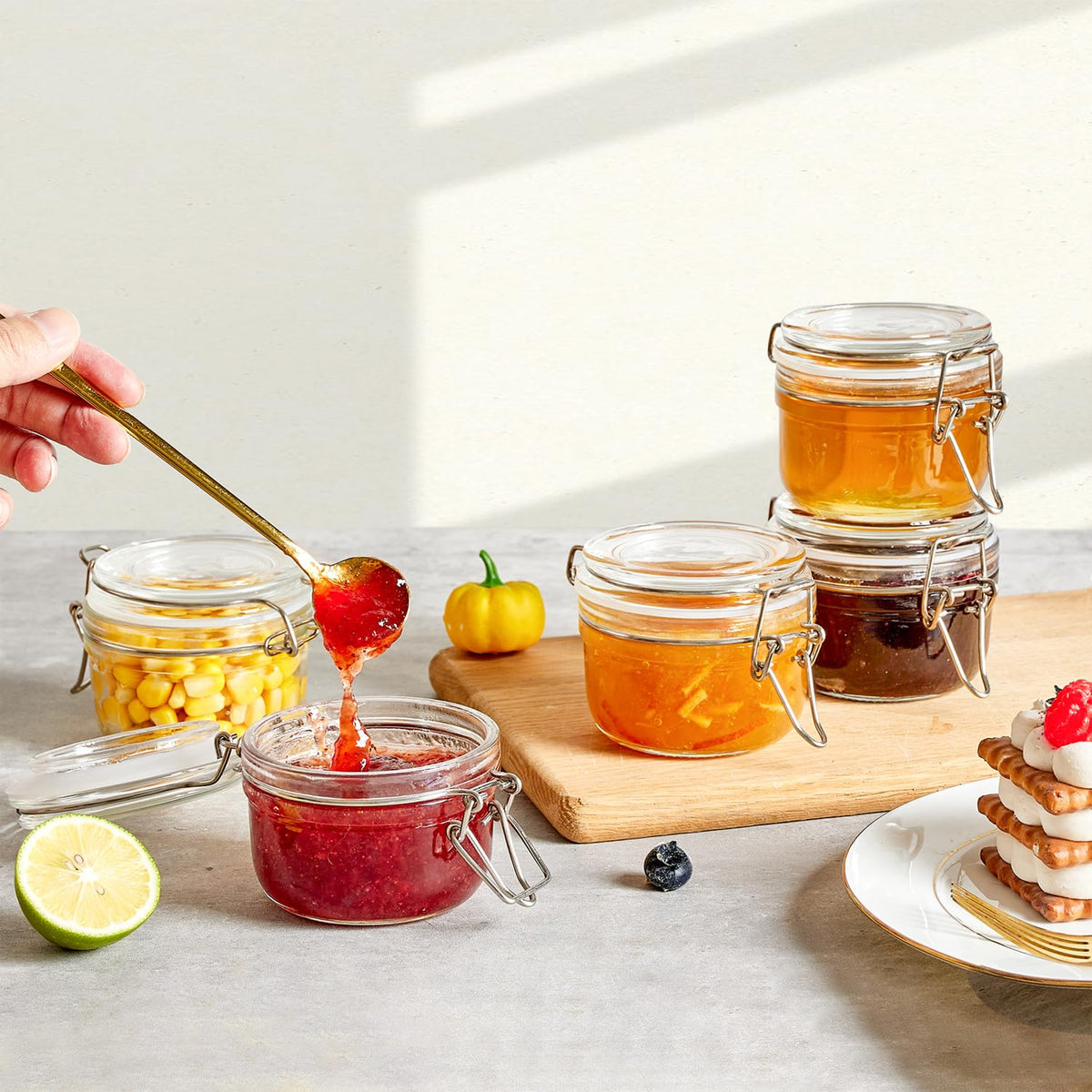 Includes reusable chalkboard labels for organizing all 12 jars.