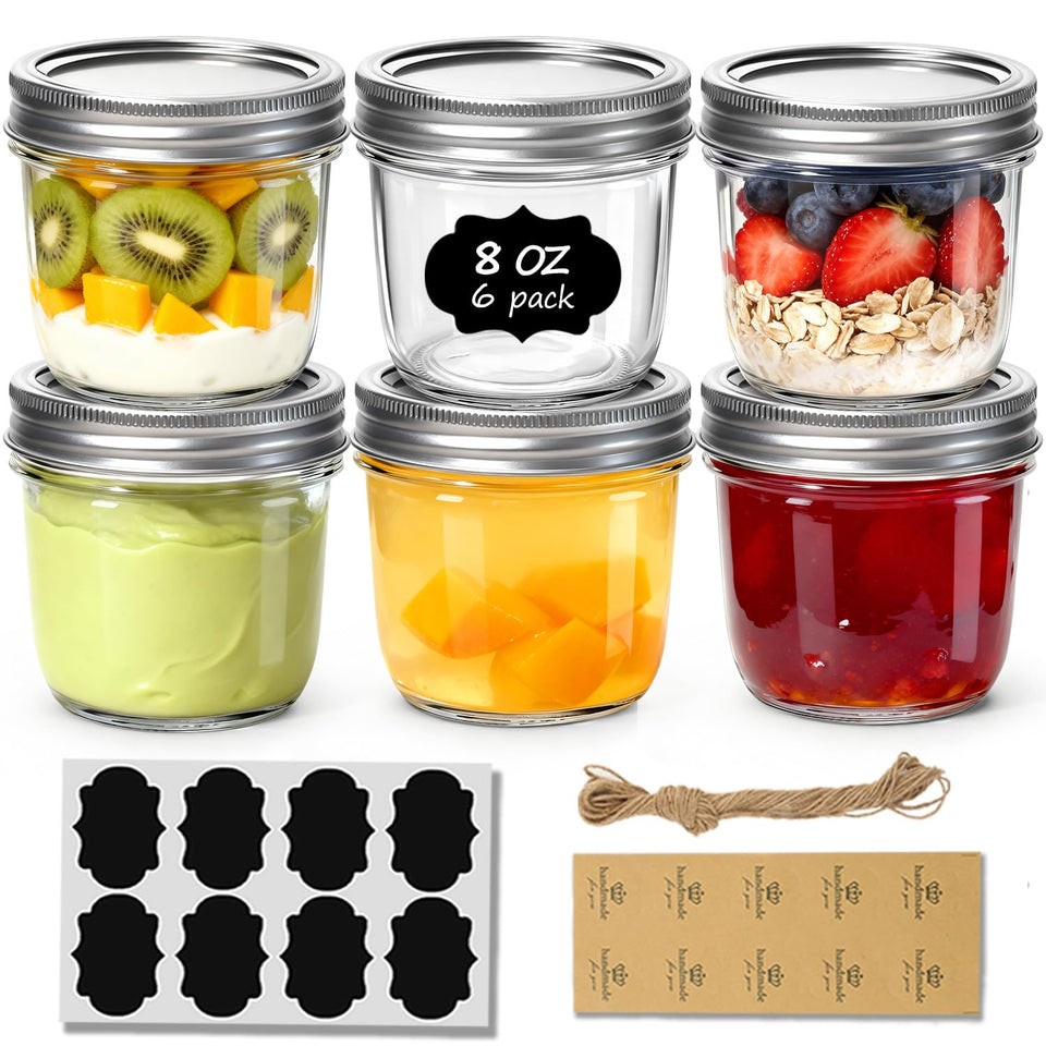 ComSaf wide-mouth 8oz jar for easy filling and quick cleaning, ideal for jams.