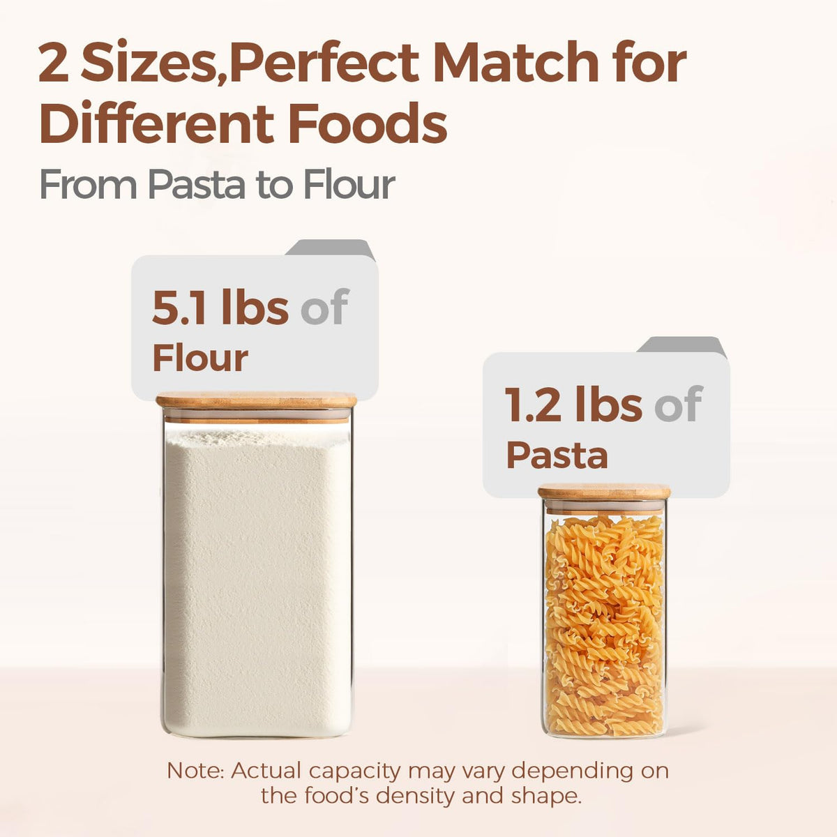 ComSaf wide-mouth glass jar allows easy scooping of dry goods.