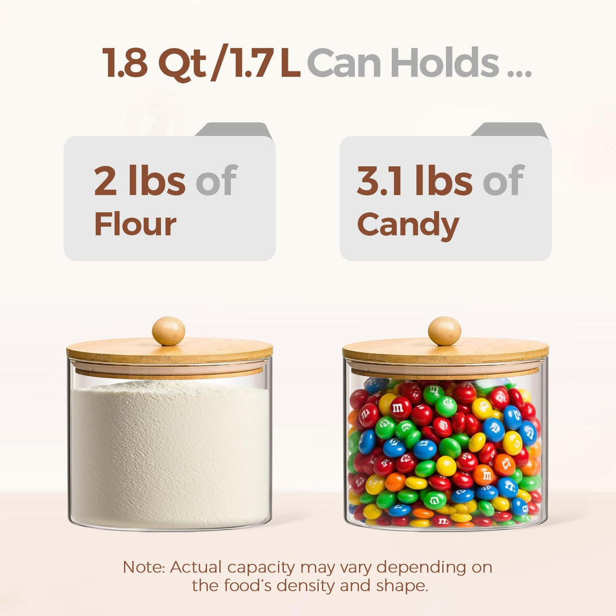 ComSaf wide-mouth glass storage, easy filling and scooping.