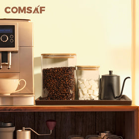 Wide-mouth ComSaf jar for quick scooping and measuring dry goods.