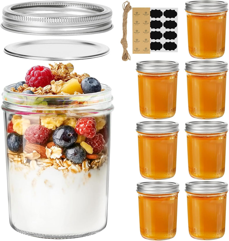 ComSaf wide mouth mason jar 16oz with clear glass and easy pour design for storage and prep