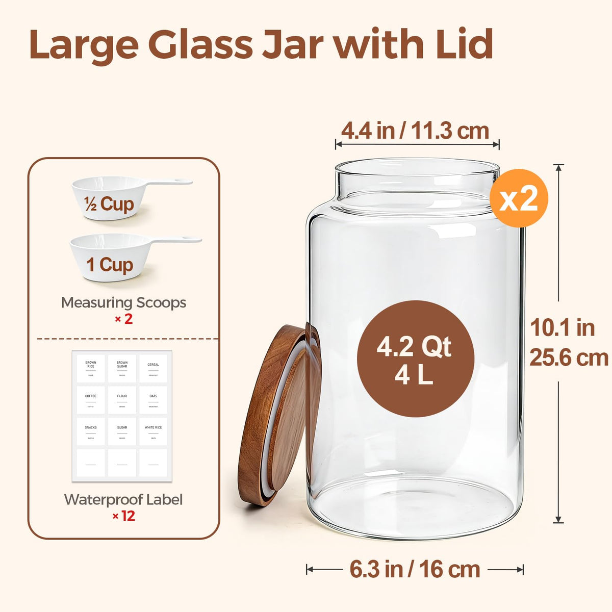 ComSaf wide-mouth sugar container for quick access and precise measuring