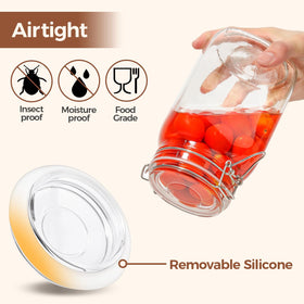 ComSaf wire clamp seal on jars keeps fermentation flavors secure.