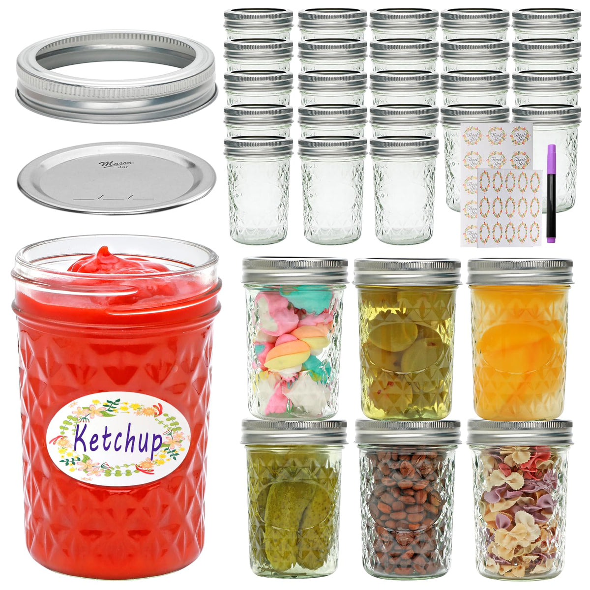 COMUDOT 8oz mason jar with airtight lid stacked for organized pantry storage