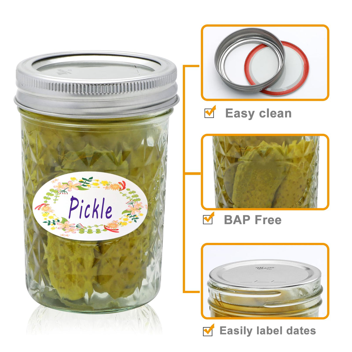 COMUDOT regular-mouth jar ready for jelly or sauces, easy filling