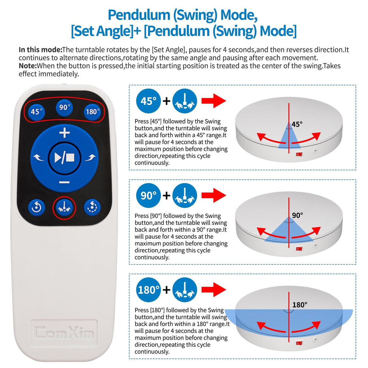 ComXim remote turntable rotation modes for versatile shooting