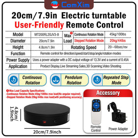 ComXim 20cm diameter turntable supports compact product displays with stable rotation.