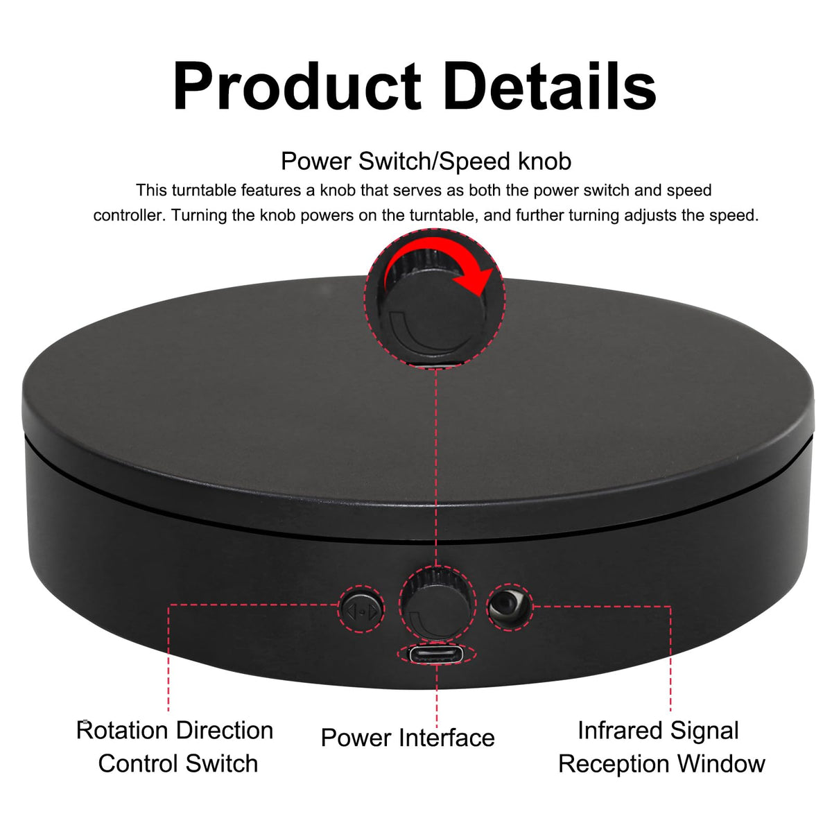 20 cm diameter platform supports up to 5 kg for varied displays