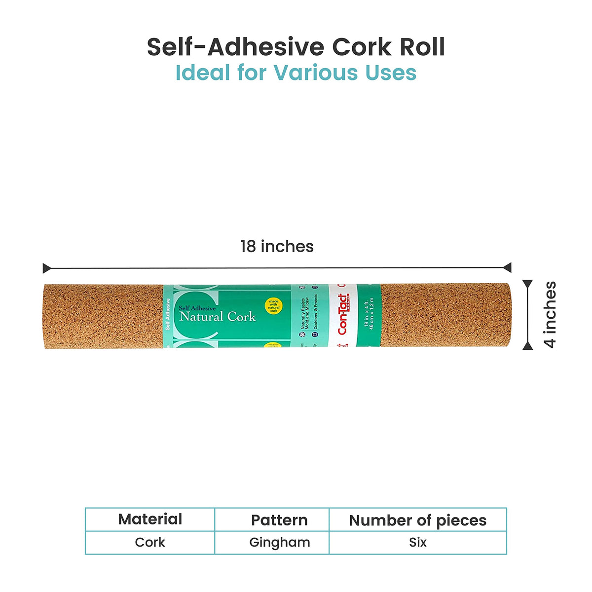 Cork roll with adhesive backing showing easy installation and grid cutting guide
