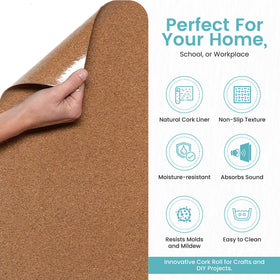 Thin cork sheets used as cabinet liner to protect surfaces with cushioning