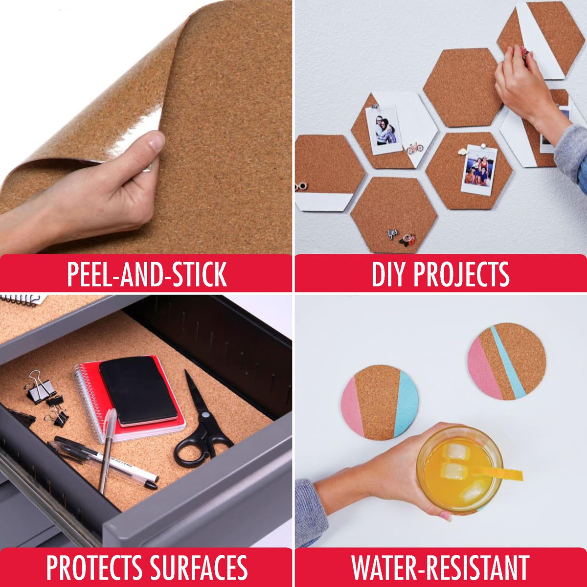 Con-Tact cork board roll used as bulletin board for classroom or home
