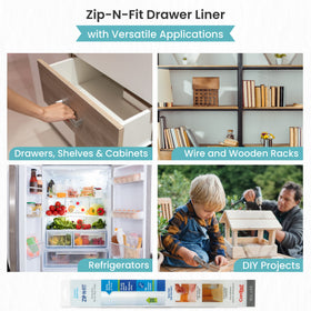 Con-Tact Zip-N-Fit multi-purpose liner protects surfaces in kitchen, office, and fridge.