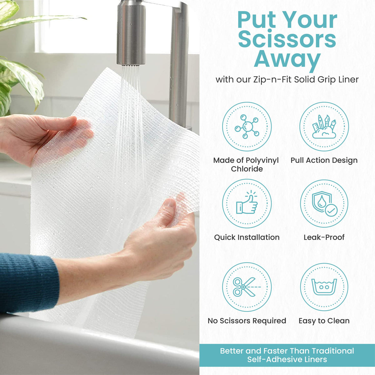 Con-Tact Zip-N-Fit non-slip surface keeps contents secure and organized.