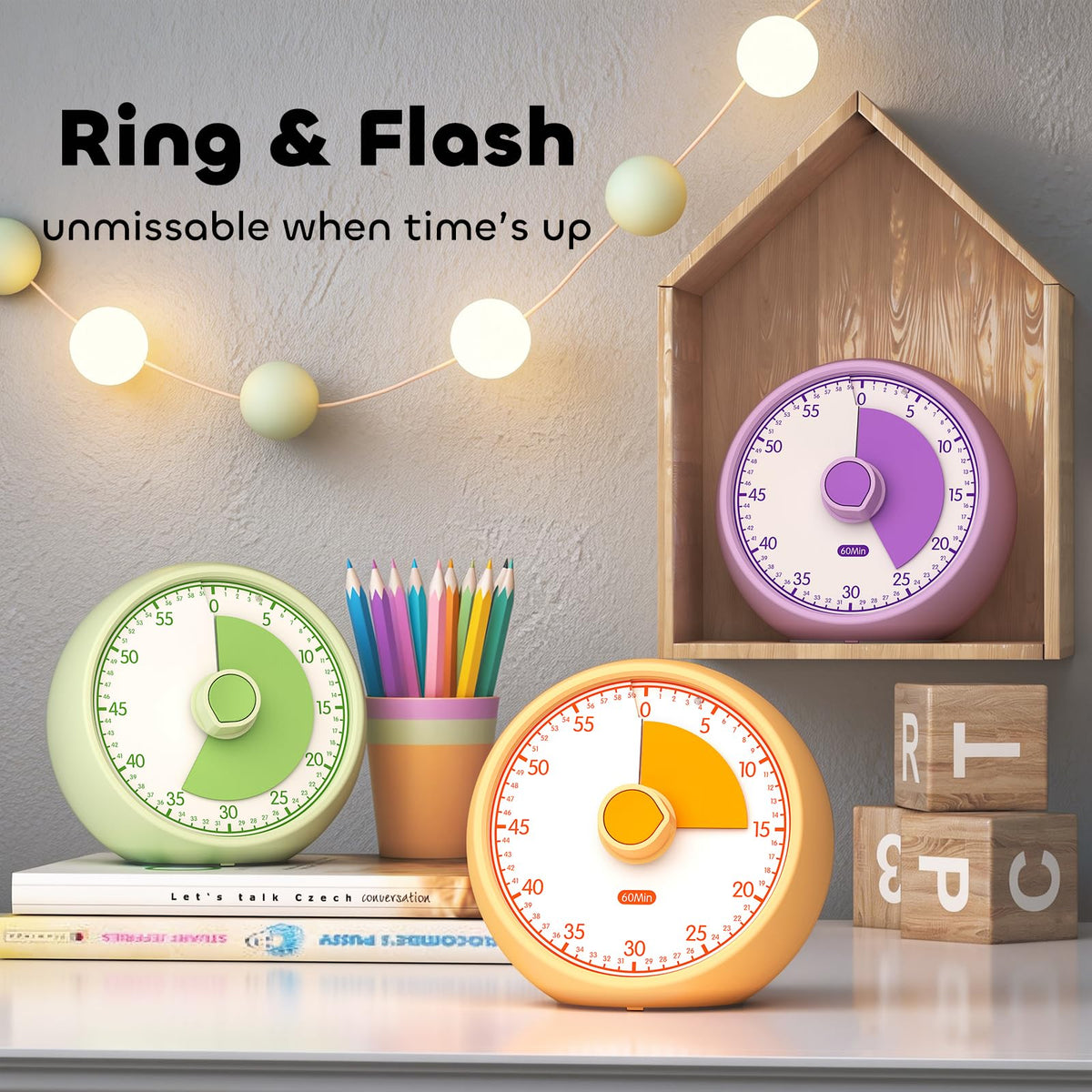 Conchstar timer orange alarm options help routines in kitchen and classroom.