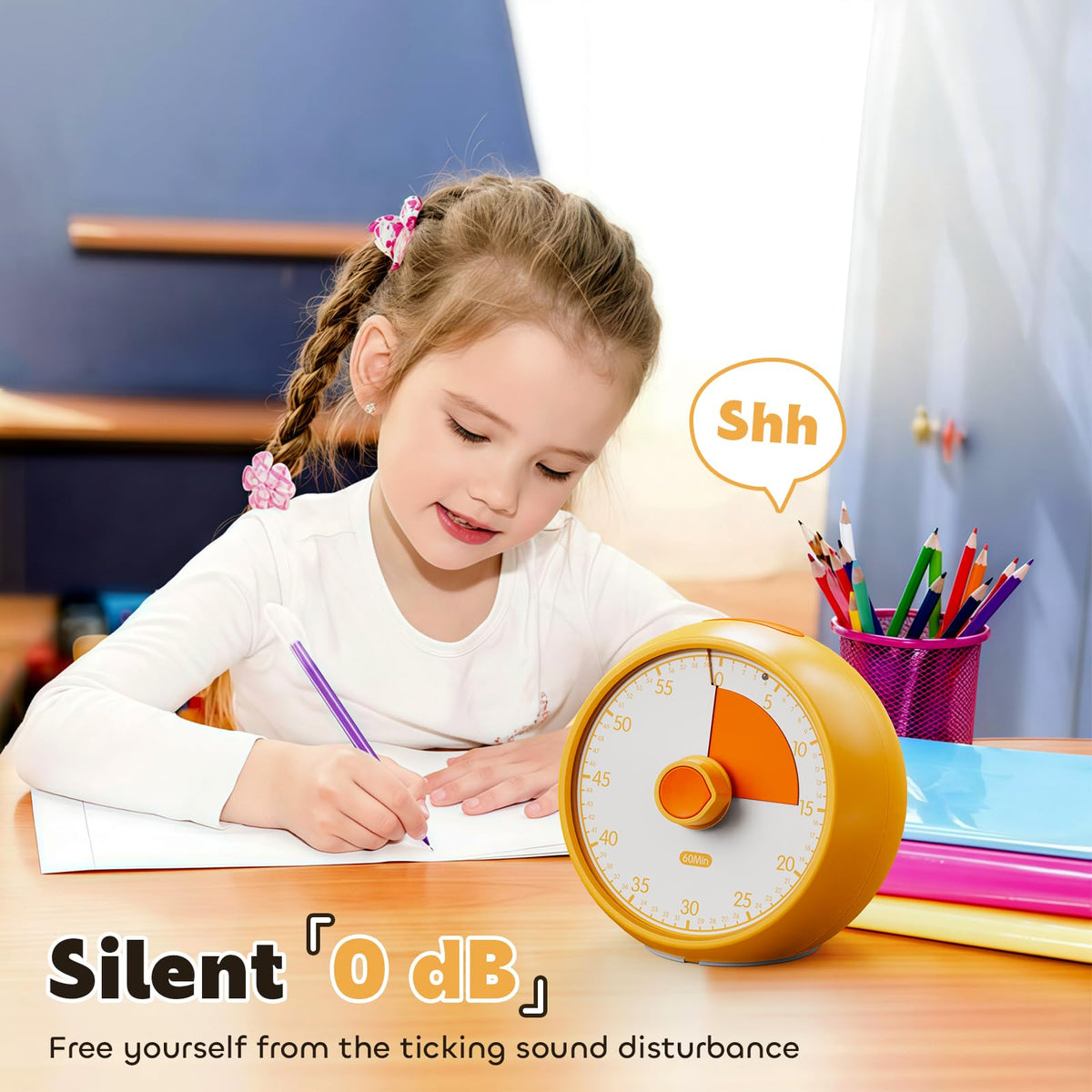 Conchstar orange compact timer with knob supports independent kids' time management.