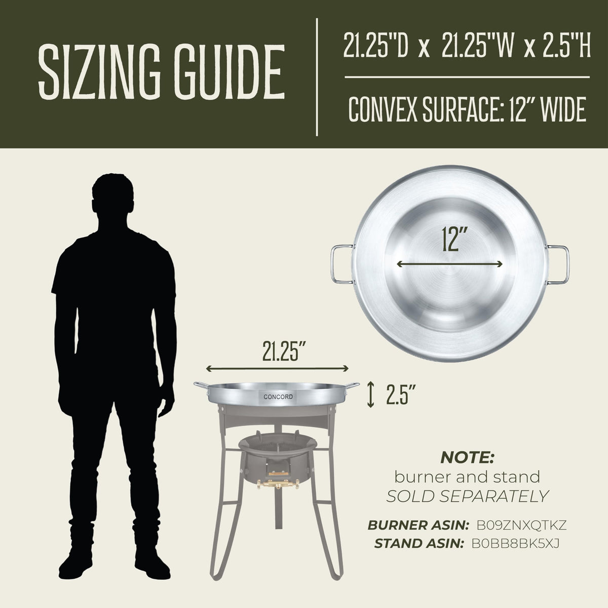 Concord convexed comal outer ring supports meats and sides with even heat.
