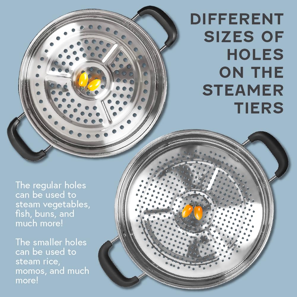 Concord steamer large 12.5-inch diameter supports family meals.