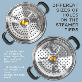 Concord steamer large 12.5-inch diameter supports family meals.