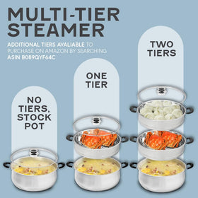 Concord steamer interchangeable trays with regular holes for buns and vegetables.