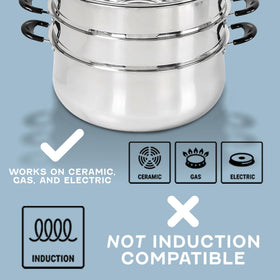 Concord steamer stay-cool handles for safe lifting.
