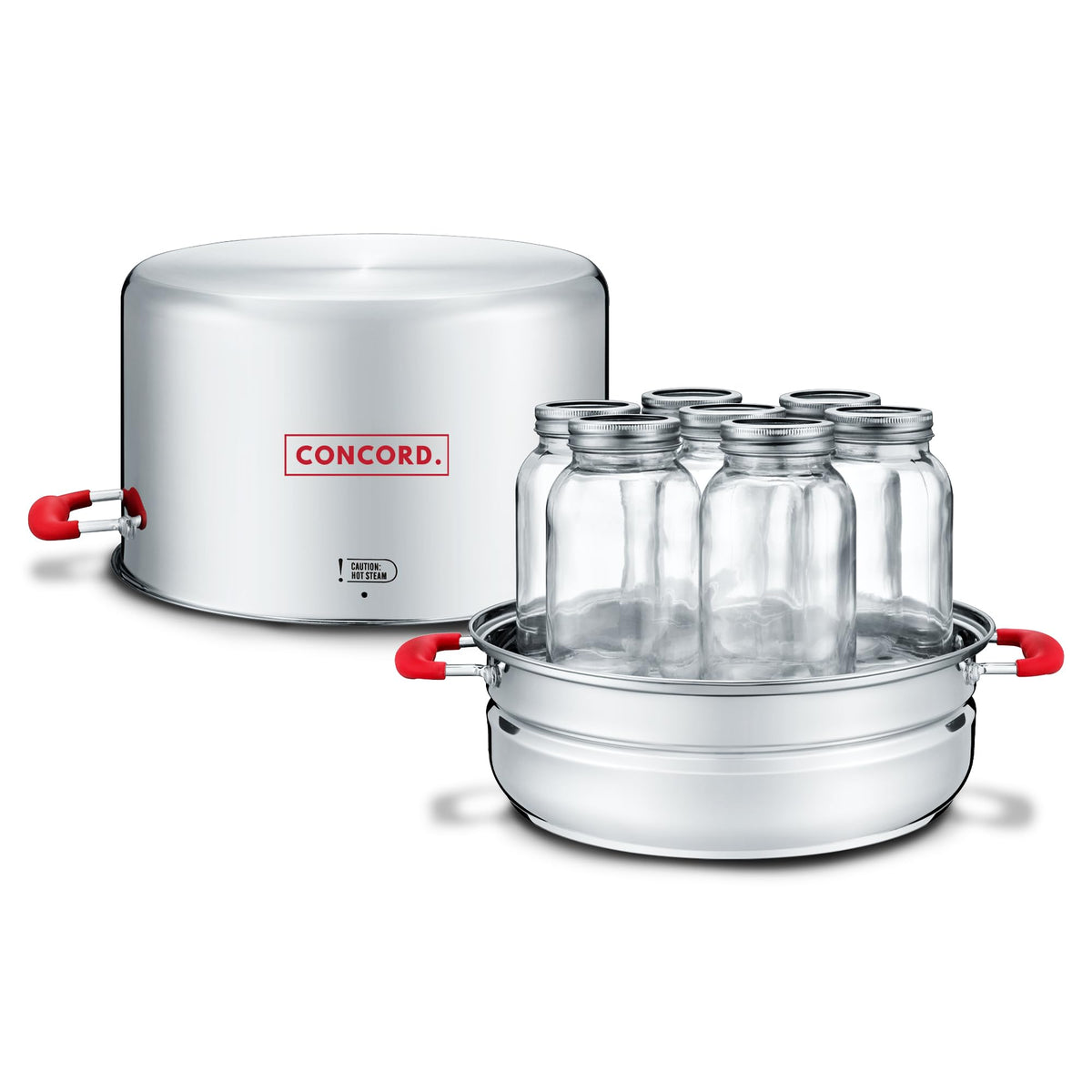 Concord Turbo Steam Canner front view highlighting spacious capacity.