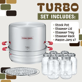 Concord Turbo Steam Canner rack and jars demonstration of secure placement.