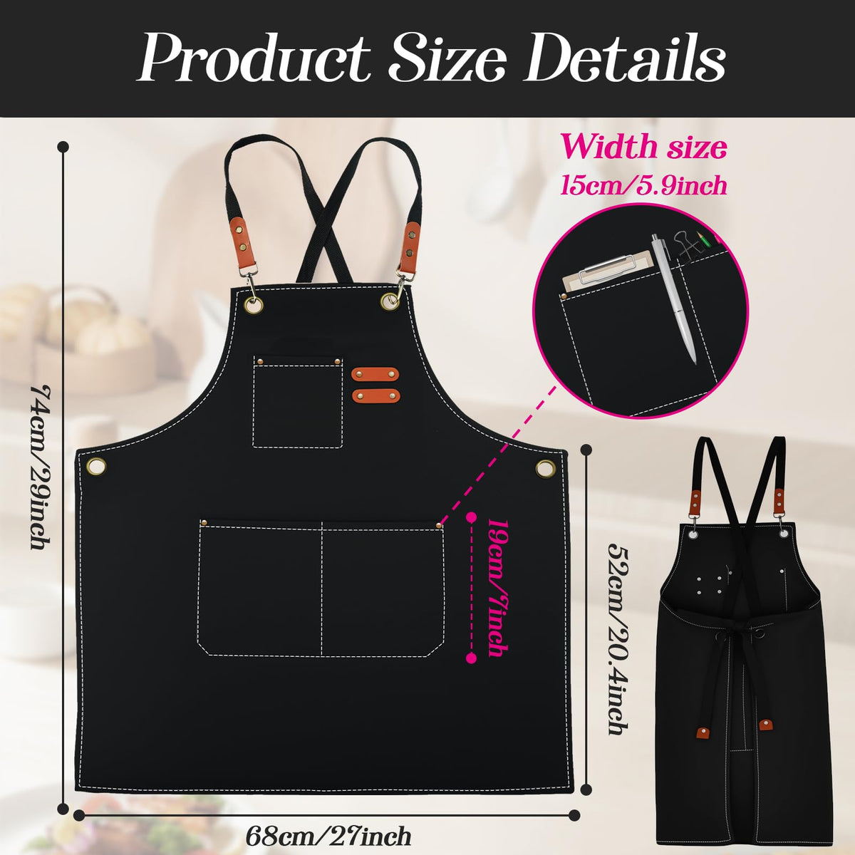 conda Chef Apron 100 percent cotton canvas for durable, odor-free wear